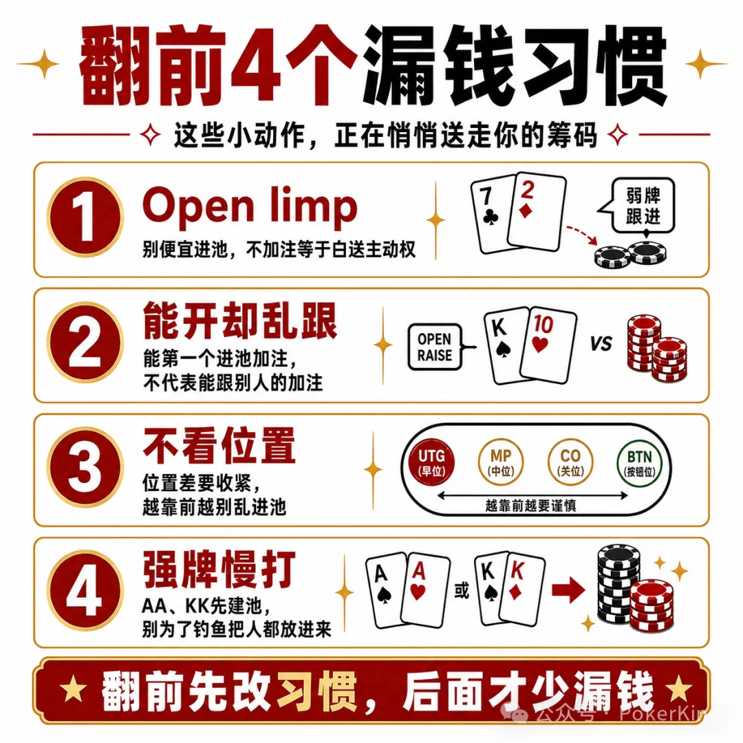 【WPT扑克】翻前四个坏习惯：别再让筹码从“随手一下”里漏走