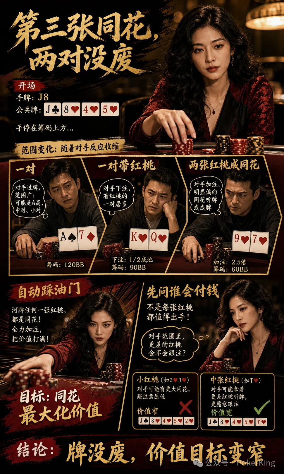 【WPT扑克】转牌第三张同花落地，两对还能继续吗？先问三件事再决定