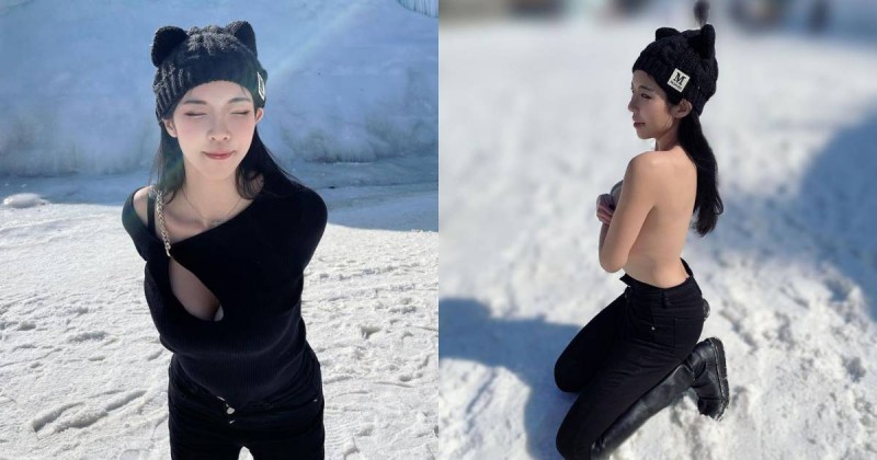 【WPT扑克】性感長腿妹「羅莉Rolly」韓國玩耍，雪地裡「上空秀裸背」讓人零下也熱起來！