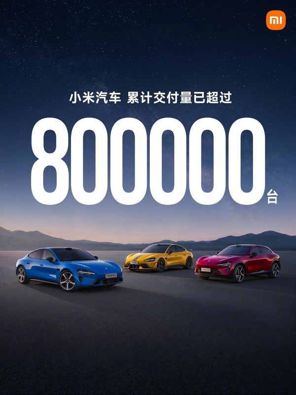 小米汽车累计交付超80万辆 【WPT扑克】雷军官宣:小米汽车累计交付超80万辆 澎程即将上市